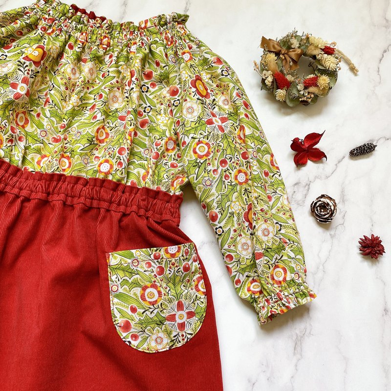 Cotton & Hemp Skirts Multicolor - Spot Christmas floret mosaic dress