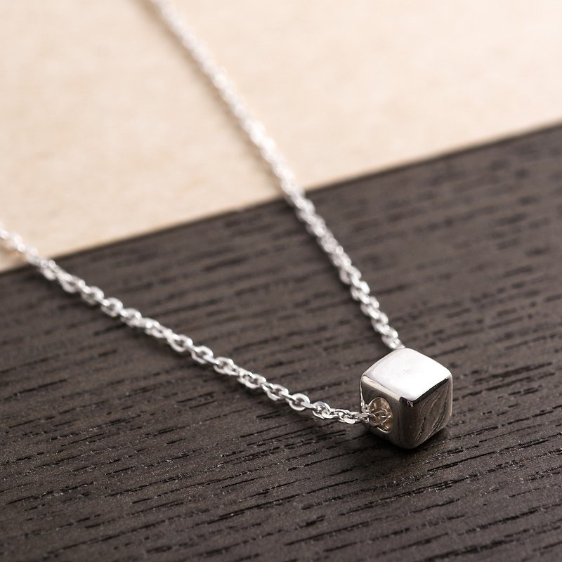 Geometric 3D Block Pendant - Necklaces - Other Metals Silver