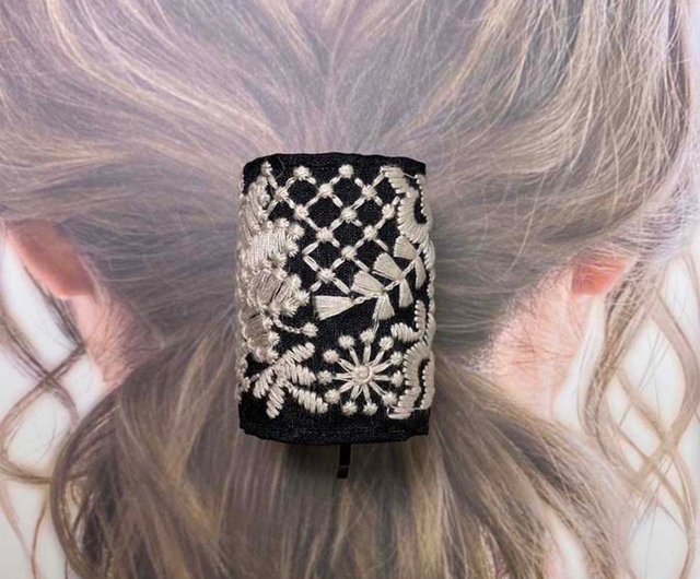 ポニーフック】UHR-94 インド刺繍 スプリング 簡単装着 ポニーテールに