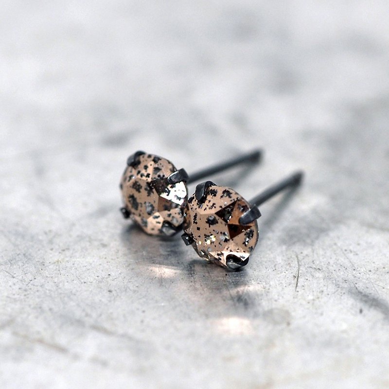 Rose Gold &#x27;Meteorite&#x27; Swarovski Crystal Earrings, Black Silver, 6mm Rd