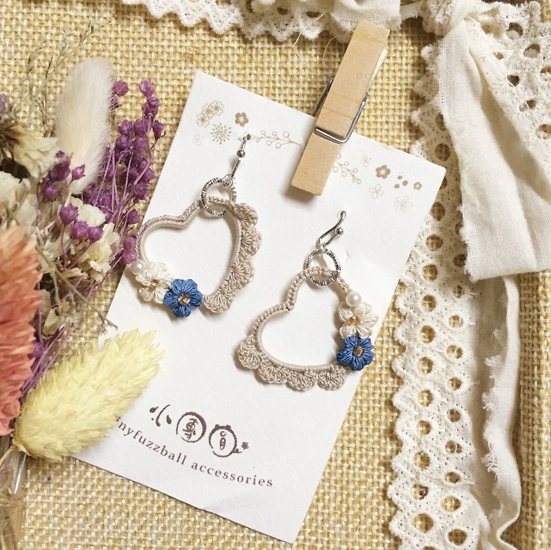 Love lace earrings - Earrings & Clip-ons - Cotton & Hemp Khaki