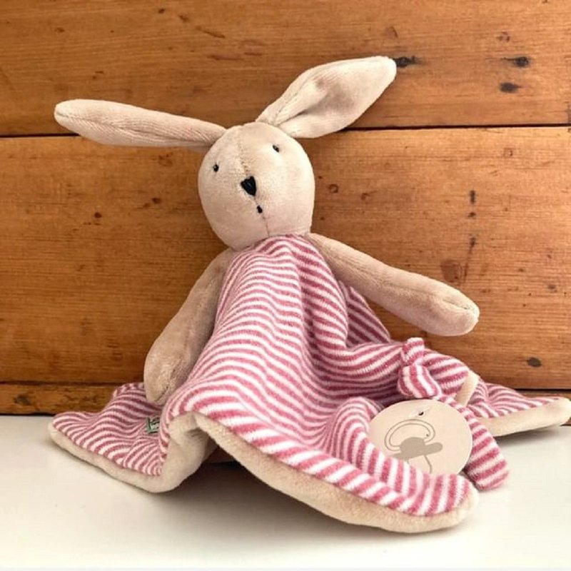 法國 Moulin Roty 歡樂家庭兔子安撫巾 - 彌月禮盒 - 其他材質 粉紅色