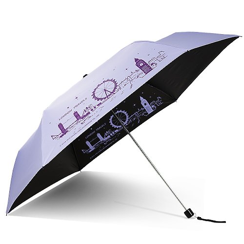 TDN 雙龍倫敦超細黑膠蛋捲傘三折傘抗UV鉛筆傘晴雨傘兒童傘(薰衣紫)