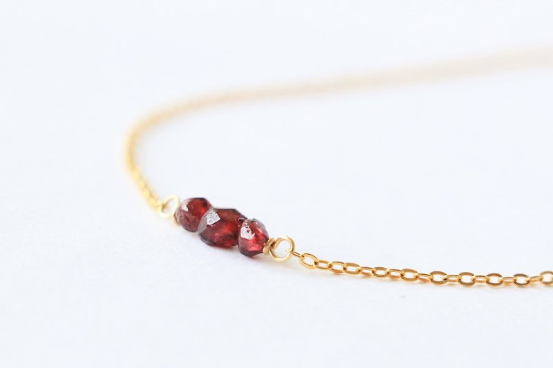 Garnet necklace - natural crystal necklace 18k gold plated - garnet choker