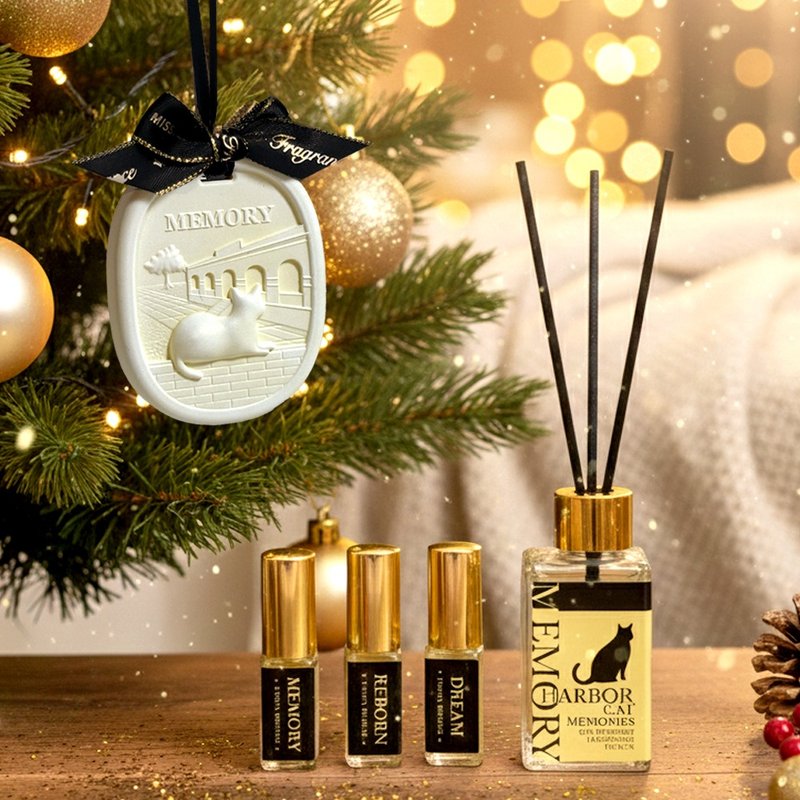 【免運・買1送3】島嶼物語 貓咪祝福 聖誕擴香5件組禮盒 寵物友善 - 香氛/精油/擴香 - 精油 金色