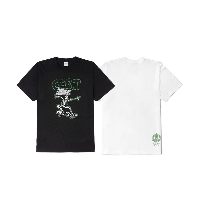 odd CIRKUS x OIT SKELETON CLASSIC TSHIRT  圖像短TEE - 黑/白 - 男 T 恤 - 棉．麻 黑色