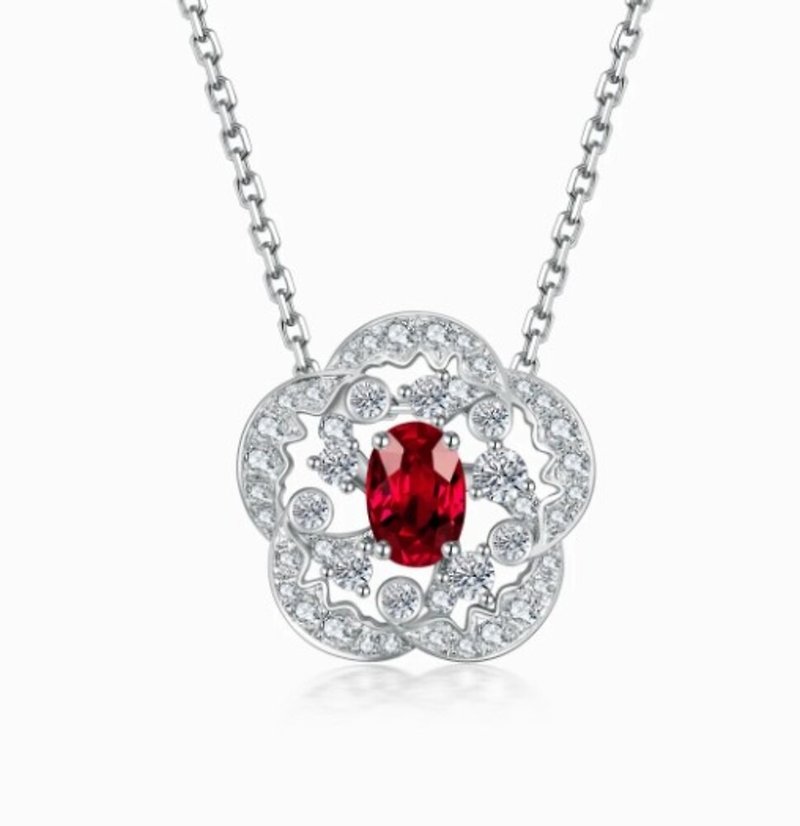THIALH - FAUNA & FLORA - Ruby in 18K White Gold Necklace + Rainbow Bracelet - Necklaces - Precious Metals Silver