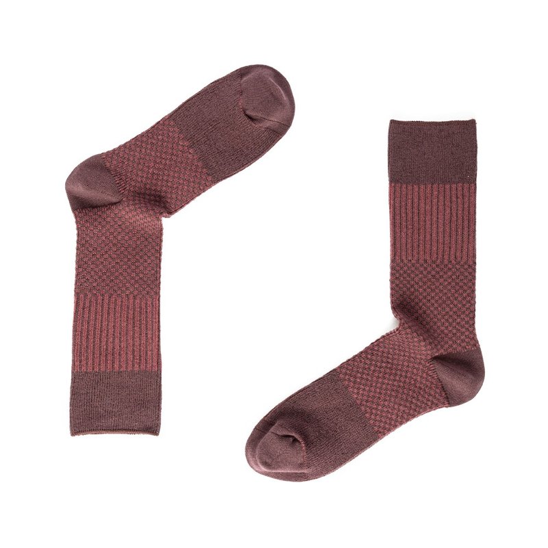 Fusion Striped Geometric Gentlemen's Socks - Burgundy - Dress Socks - Cotton & Hemp Red