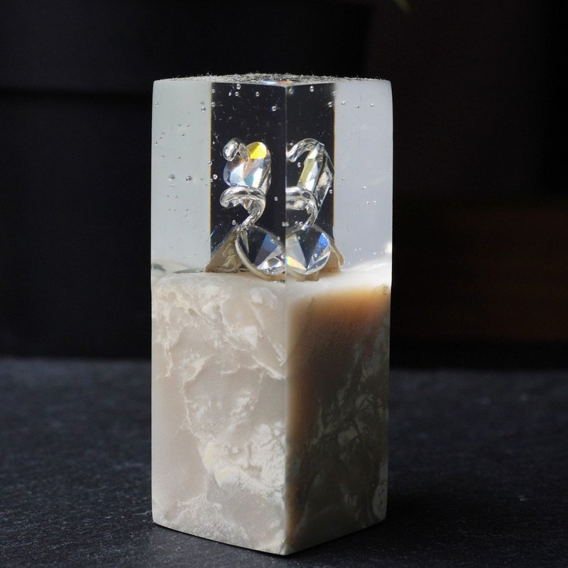 客製化手工印章-|銀蛇樹脂老巴林印章 2.2x2.2 CM|篆刻印章 - 印章/印台 - 石頭 