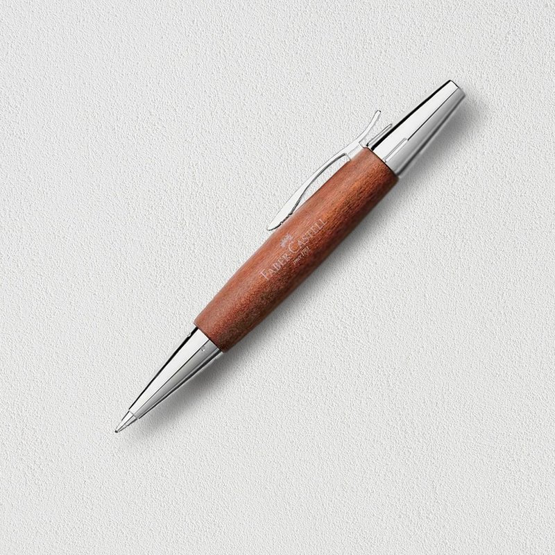 【Faber-Castell】E-MOTION 梨木亮面旋轉原子筆 褐色 免費刻字 - 原子筆/中性筆 - 木頭 咖啡色