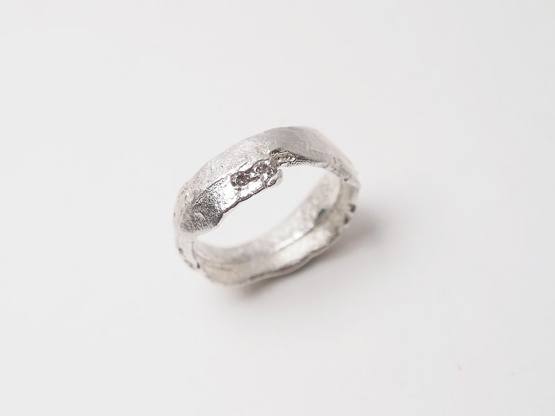 Coal Series  #a200 Gemstone Melted Rock Ring - แหวนทั่วไป - เงิน สีเงิน