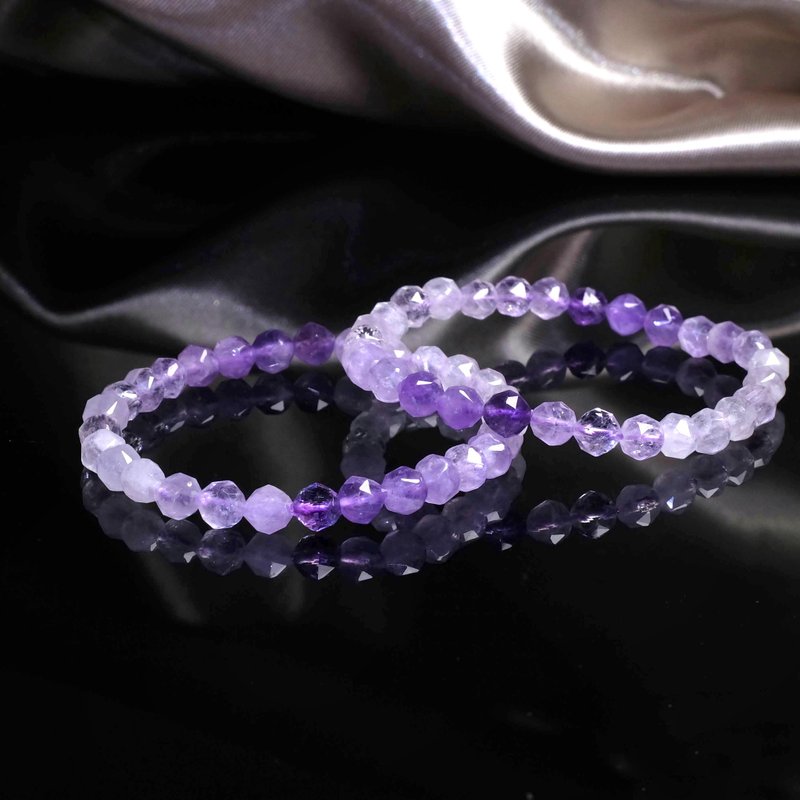 Diamond Cut Purple Ascetelite Faceted Crystal Bracelet 6mm│High Frequency Energy Spiritual Wisdom Gift - สร้อยข้อมือ - คริสตัล สีม่วง