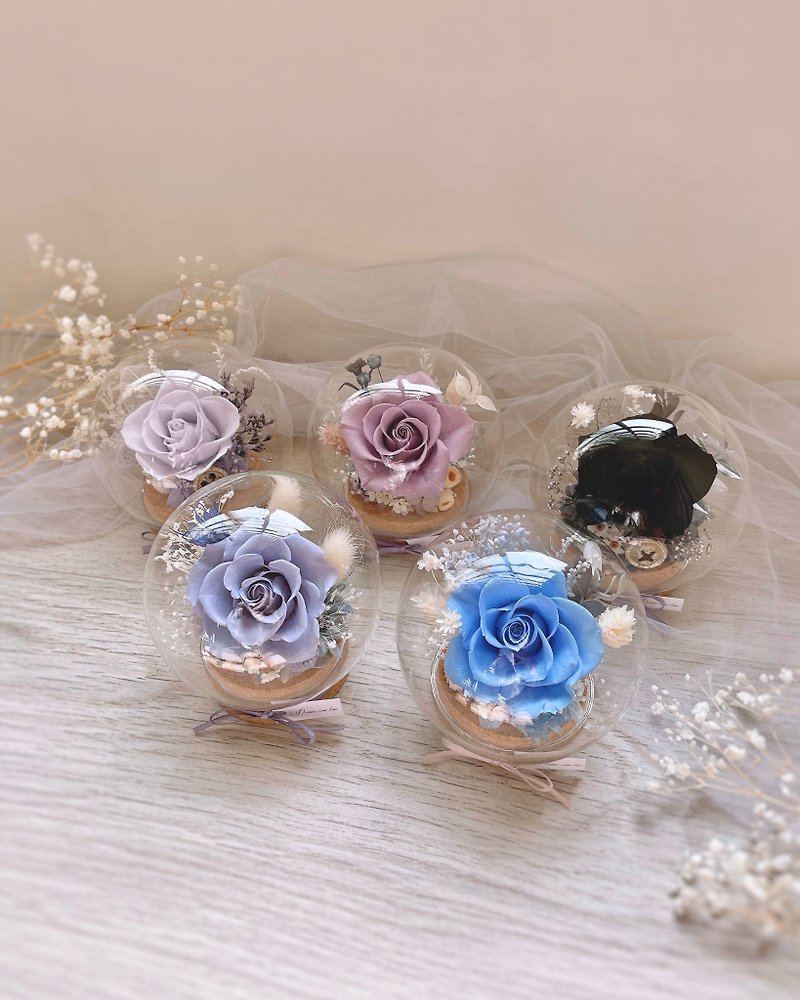 永生花玻璃盅-唯一 冷色款 l 日本玫瑰 永生花盅 乾燥花盅 情人節 - 乾燥花/永生花 - 植物．花 藍色