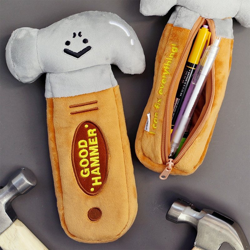 Get a hammer Yuguoshan original hammer plush pencil case funny stationery bag large capacity pencil storage bag - กล่องดินสอ/ถุงดินสอ - วัสดุอื่นๆ 