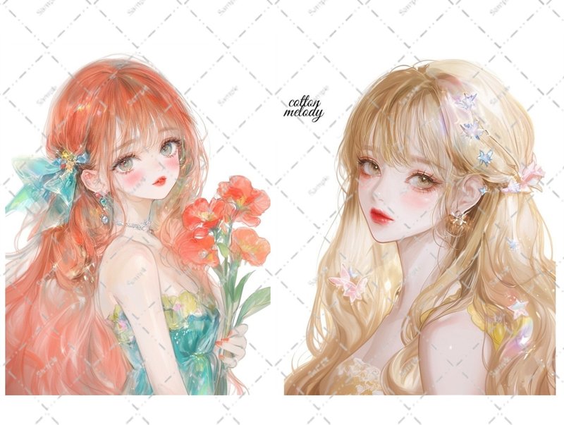 original sticker no.6609 人物ステッカー オリジナルステッカー 人物ステッカー 女の子ステッカー オリジナル人物ステッカー - 貼紙 - 紙 