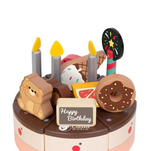 ClassicWorld 德國客來喜經典木玩 美味巧克力蛋糕切切樂【抓周 幼兒生日送禮 適合2歲以上】