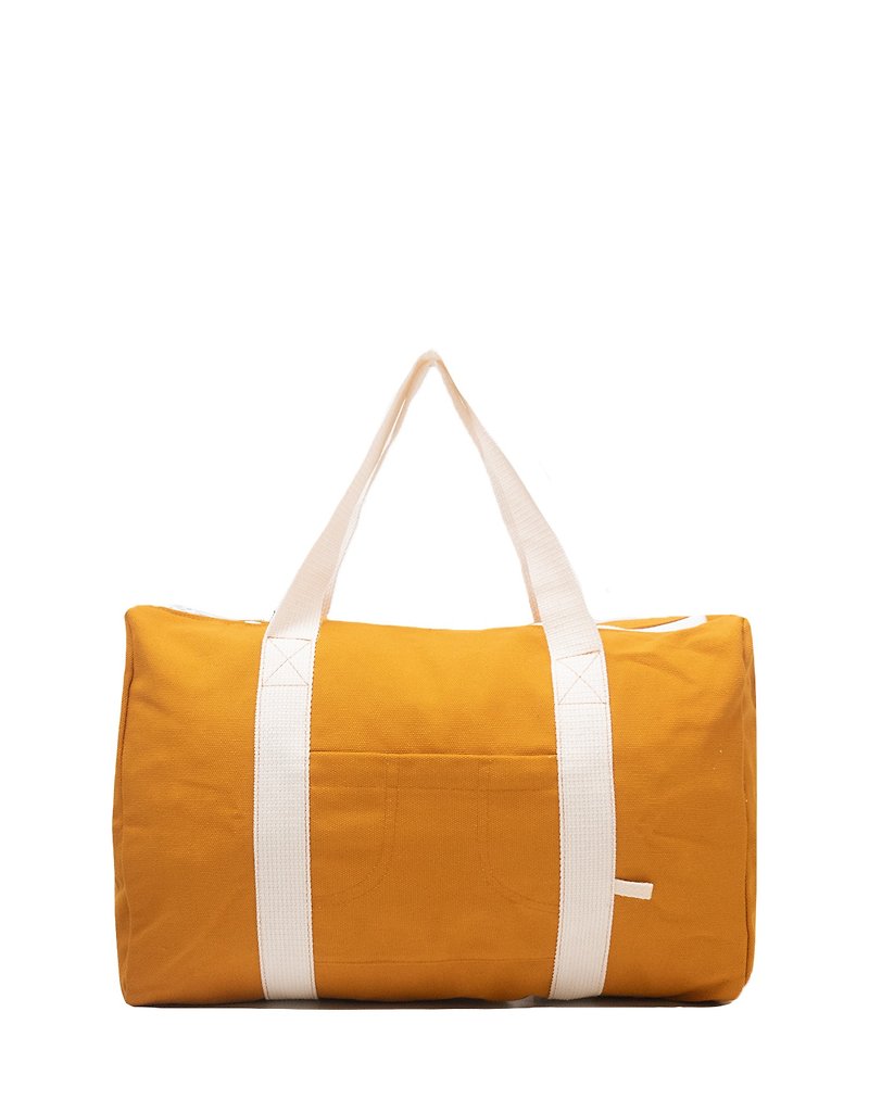 極簡芥末黃帆布大包包 - 側背包/斜背包 - 棉．麻 橘色
