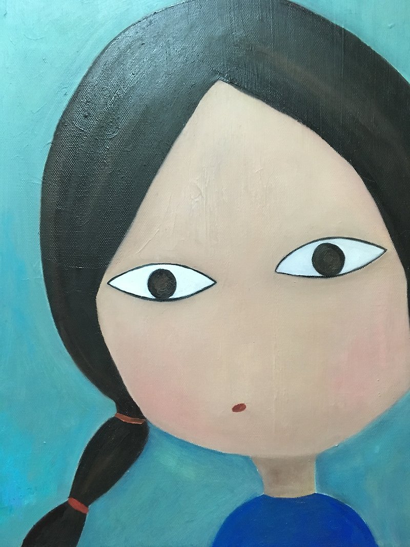Lin Shengxi oil painting creation - sister - โปสเตอร์ - สี สีน้ำเงิน