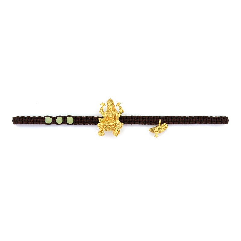 Tridevi Laksmi Lemon Jade Elegant Bracelet, Cord Bracelet, Nylon String Bracelet - 手鍊/手環 - 純銀 金色
