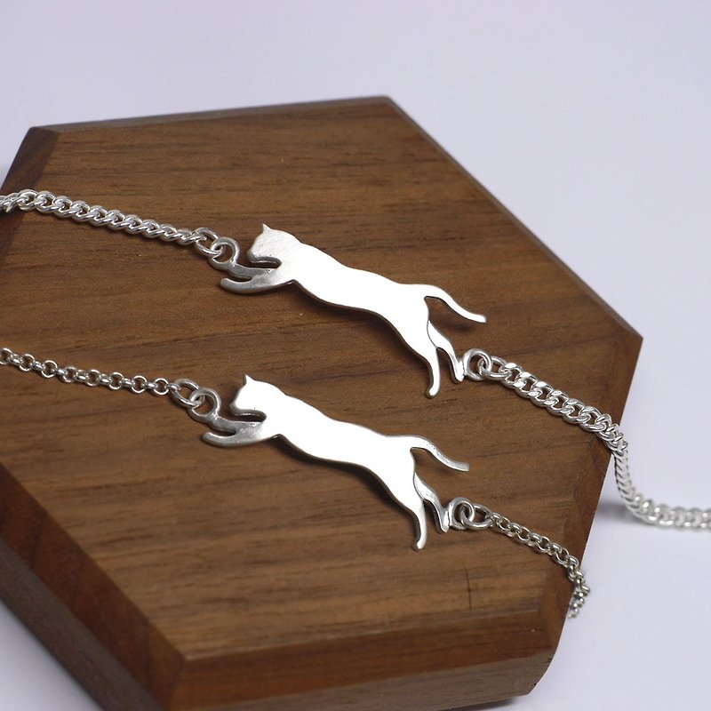 Handmade Cat Bracelet - Custom Hand Stamped- Couple Bracelet - Bracelets - Sterling Silver Silver