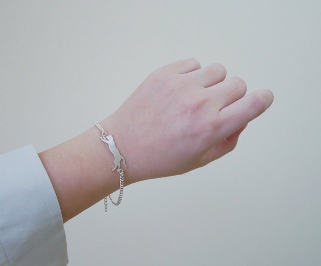 ランニングキャットブレスレット - 925スターリングシルバーの