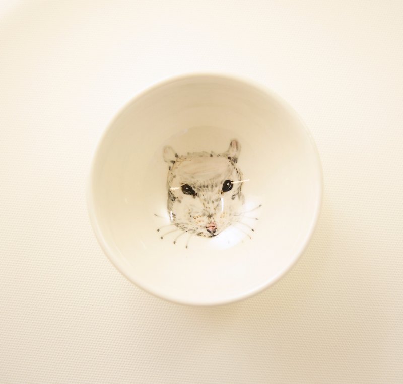 Hand-painted small tea cup-12 zodiac small cup mouse - Teapots & Teacups - Porcelain White