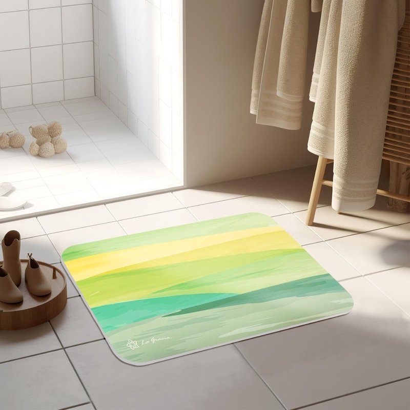 La gracia thick cut special absorbent floor mat soft diatomaceous earth sunny series-Daolang deep - พรมปูพื้น - วัสดุอื่นๆ สีเขียว