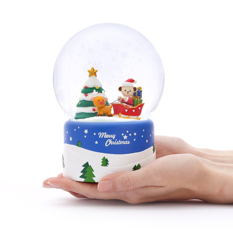 泰迪雪橇 水晶球音樂盒  聖誕 聖誕樹 交換禮物 療癒紓壓 - 擺飾/家飾品 - 玻璃 