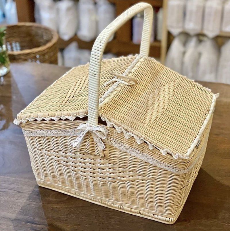 wicker basket home style picnic basket - ชั้นวาง/ตะกร้า - วัสดุอื่นๆ 