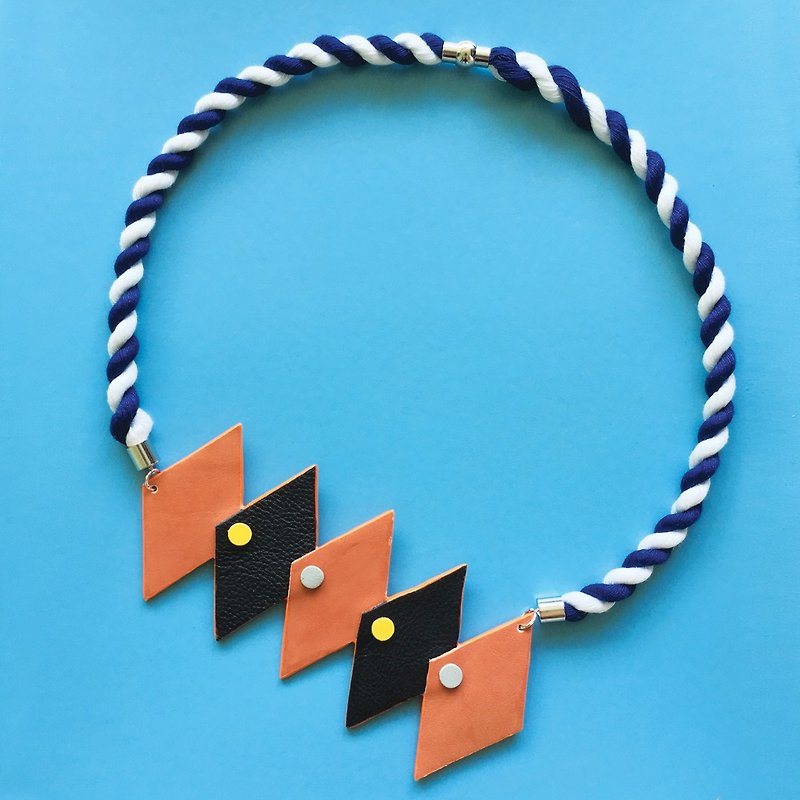 Geometry Colour Block Leather Necklace