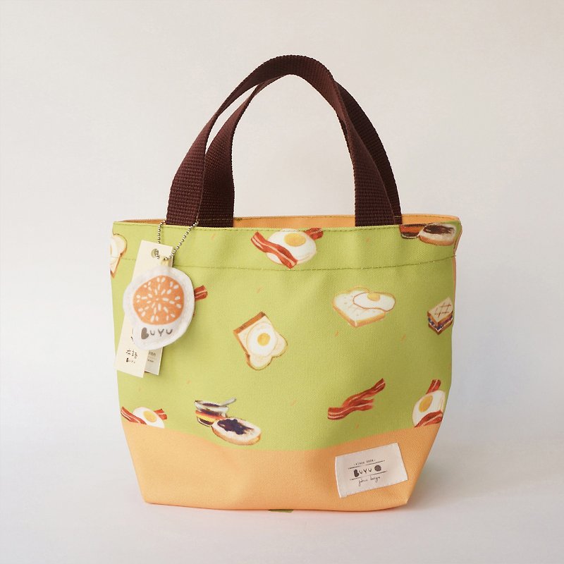 Tote bag - breakfast with you - กระเป๋าถือ - เส้นใยสังเคราะห์ สีเขียว