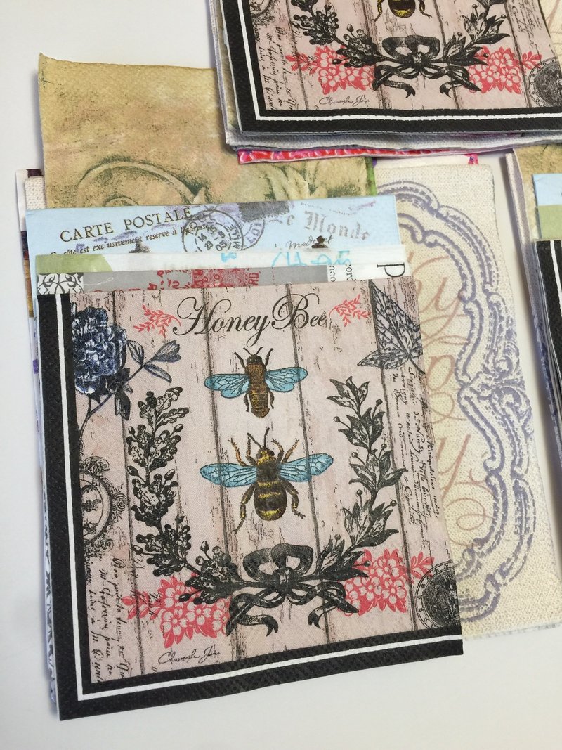 Bee and butterfly napkin set-3 - ชิ้นส่วน/วัสดุอุปกรณ์ - กระดาษ 