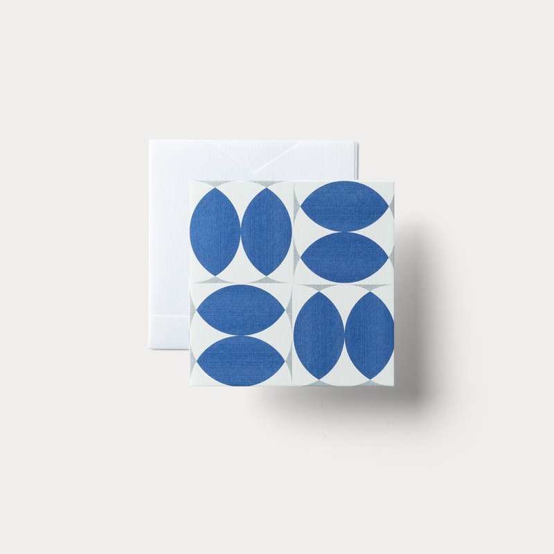 二つ折りメッセージカード　Tile Series: 07 - 卡片/明信片 - 紙 藍色