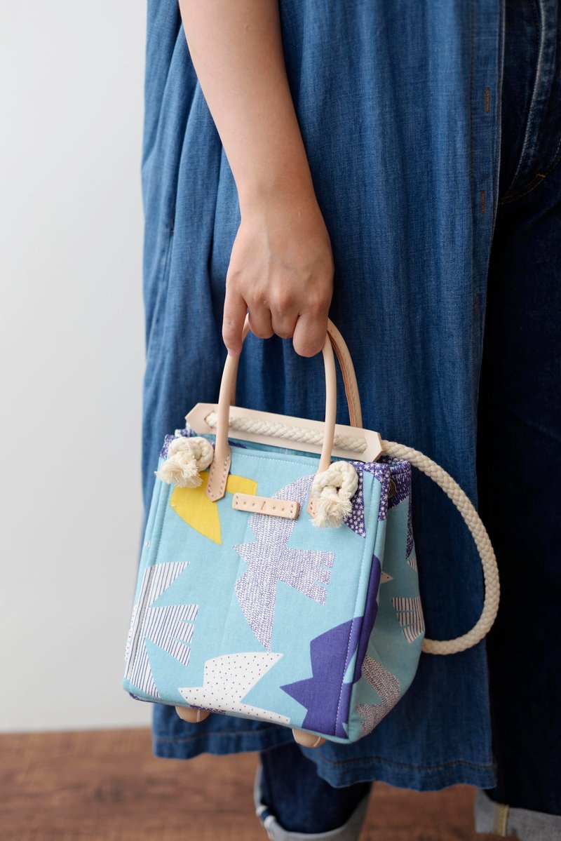 Shimanaka Boken Japanese Fabric Drawstring Pocket Series Model A Paper Bird - Blue - Drawstring Bags - Cotton & Hemp Blue