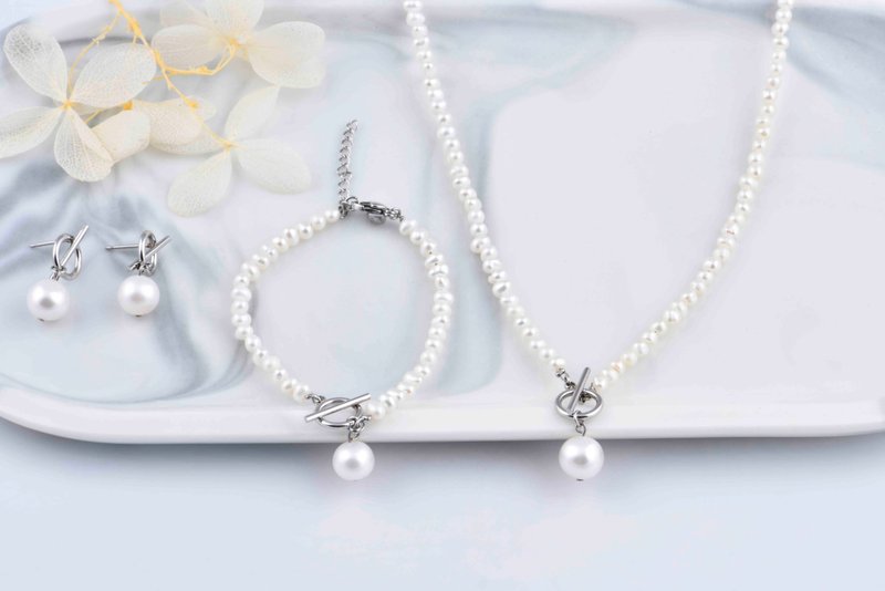 Pearl | Natural freshwater pearl neck ker - สร้อยคอ - สแตนเลส 