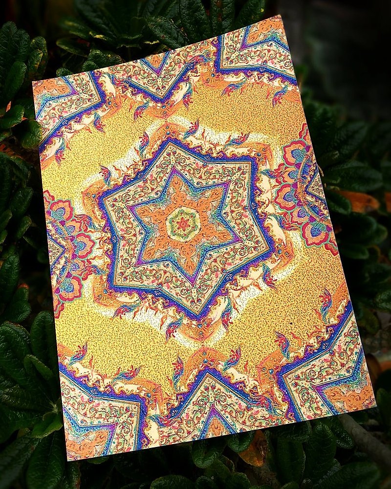 Hexagonal golden star Geometric Pattern - การ์ด/โปสการ์ด - กระดาษ 