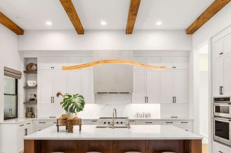 Wood Chandelier, Linear Pendant Light, Curved Hanging Light, Kitchen Island Lamp - 燈具/燈飾 - 木頭 
