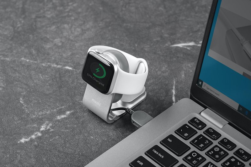鋁合金 無線充電盤/板/座 灰色 - Moshi Flekto Apple Watch 折疊式隨身磁吸充電器