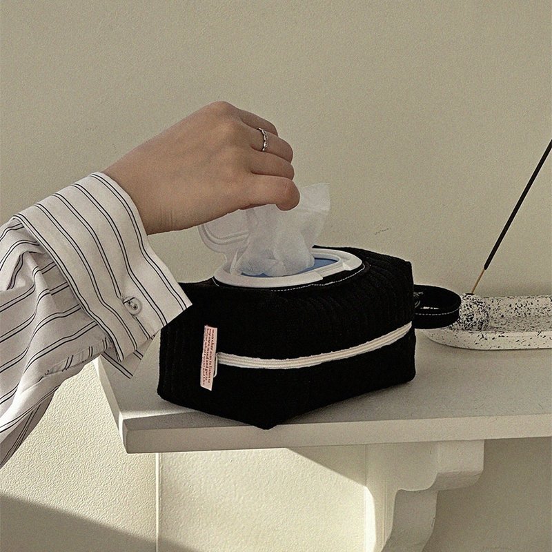 Wet soft tissue cover case _ Black - 紙巾盒/紙巾套 - 棉．麻 黑色