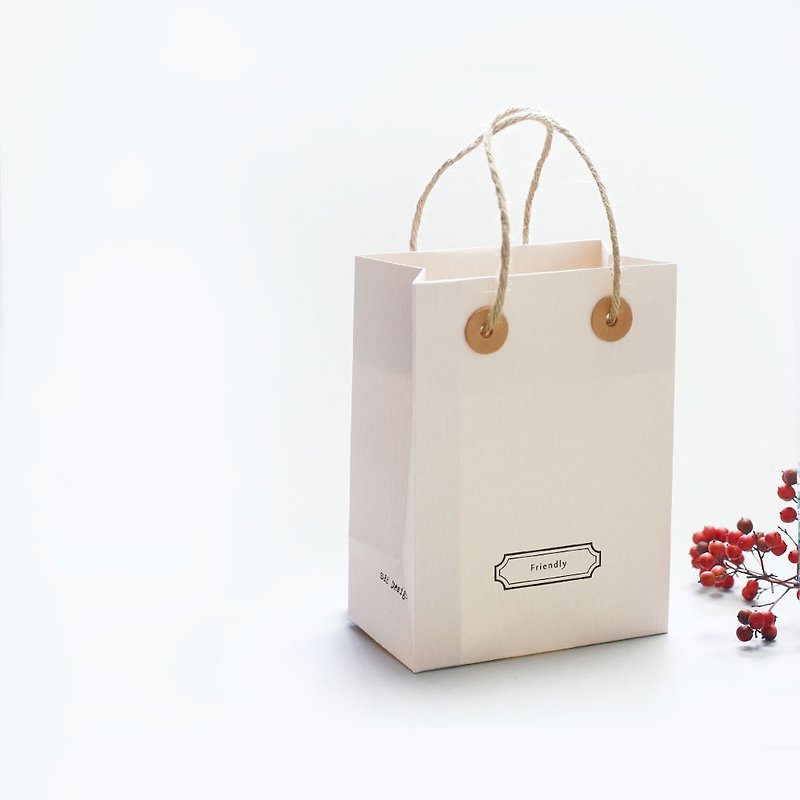 Friendly // Kinari color) Small Sopping Bag A small carrying bag that conveys your feelings - Gift Wrapping & Boxes - Paper White
