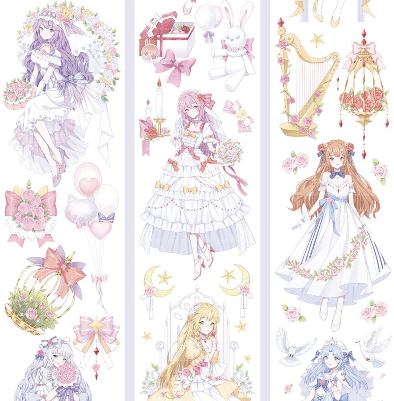 愛與誓約 花嫁 PET 紙膠帶 貝殼光 10米卷 台灣製 - 紙膠帶/和紙/PET - 其他材質 多色