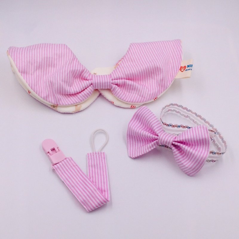 Pink bow design full moon gift box round pocket combination double gauze saliva towel full moon gift