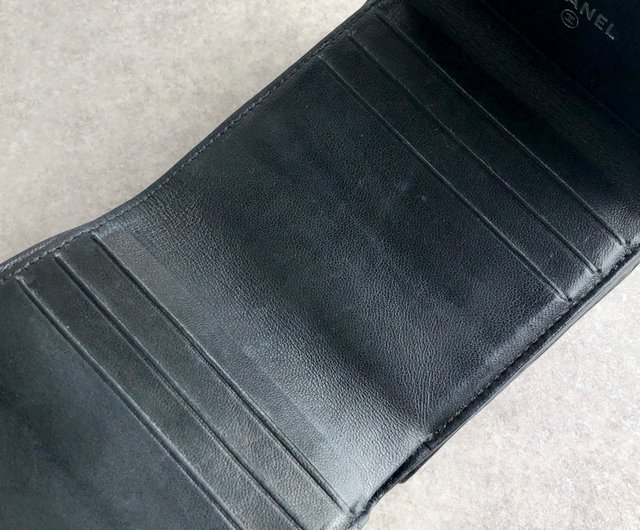 日本直送 名牌中古包 】CHANEL シャネル 財布 ブラック カメリア