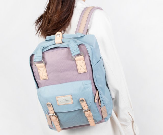 DOUGHNUT 14 inch Water Repellent Backpack Macaron Water Bottle Compartment School Bag Light Purple x Light Blue Shop doughnut tw Backpacks Pinkoi