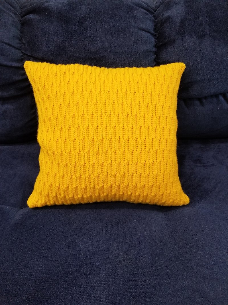 Crochet Pillow cases Covers Cushion - 枕頭/咕𠱸 - 羊毛 黃色