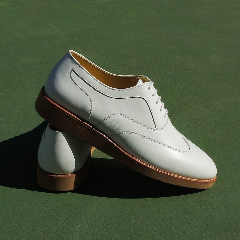 Plain Oxford casual shoes/Hybrid Oxford Sneaker - รองเท้าลำลองผู้ชาย - หนังแท้ ขาว