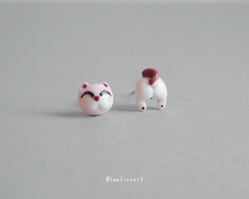 Miniature Cat Earrings,Pink Cat Earrings,Cat stud Earrings. - Earrings & Clip-ons - Pottery Pink