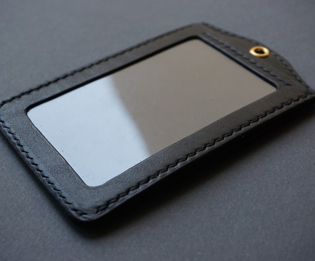 ID Badge Holder PU Leather Folding Card Case 5 Slots with Neck Strap Lanyard  AU