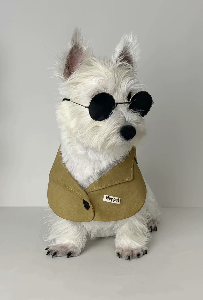 萌帥休閒西服風格 寵物口水巾 圍兜 客製款 - 寵物衣服 - 防水材質 卡其色