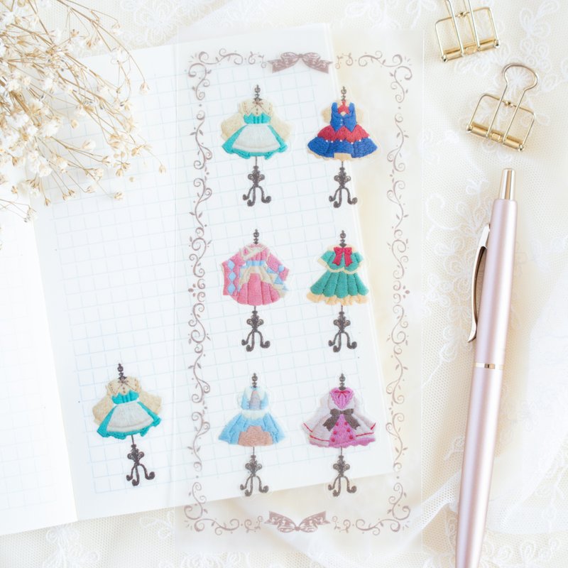 PETシール - お洋服の刺繍 2シート入 - 貼紙 - 塑膠 粉紅色